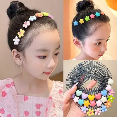 Colorful Cartoon Circular Comb Headband for Girls (1 pc)